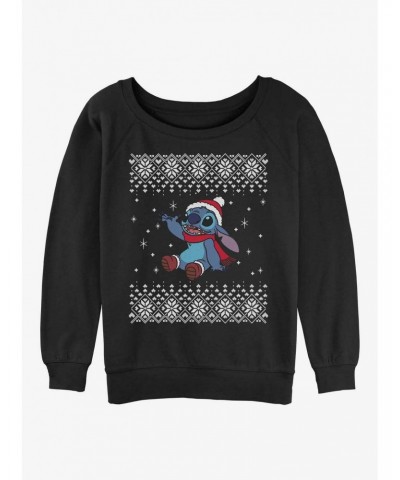 Disney Lilo & Stitch Snow Day Ugly Christmas Girls Slouchy Sweatshirt $15.50 Sweatshirts