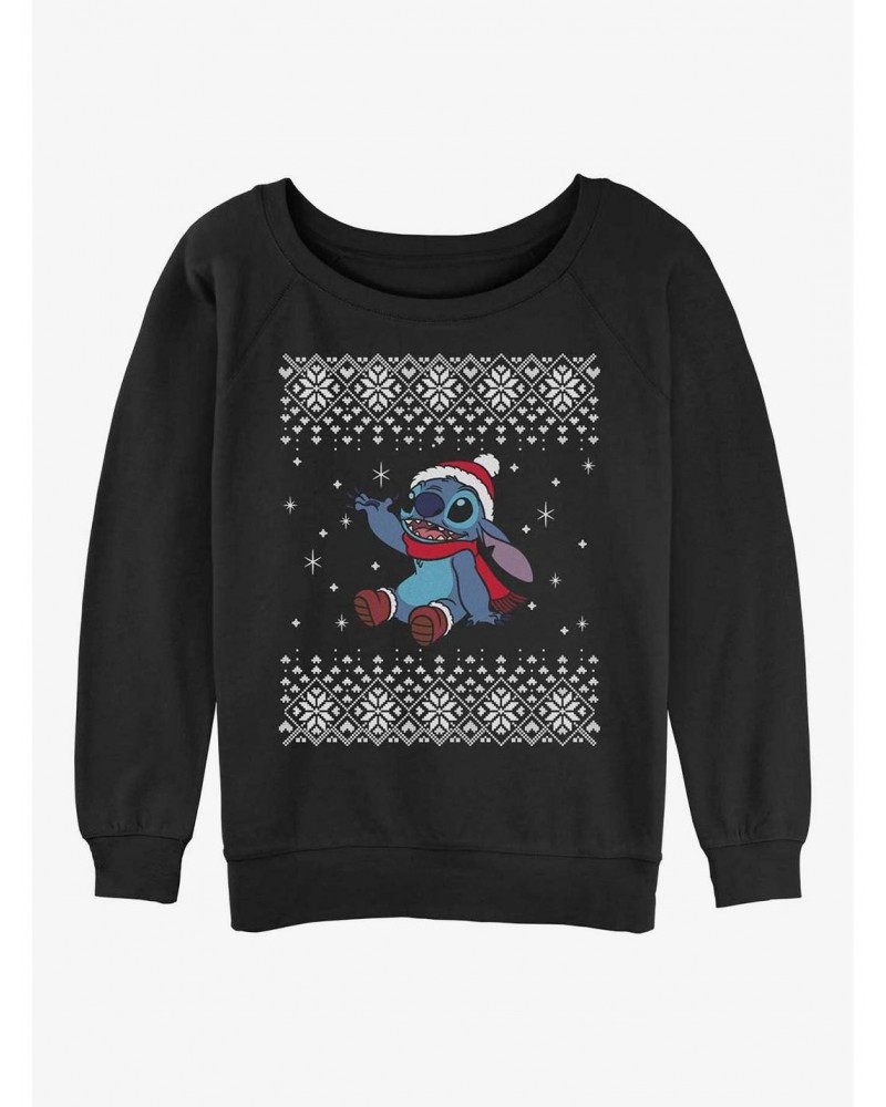 Disney Lilo & Stitch Snow Day Ugly Christmas Girls Slouchy Sweatshirt $15.50 Sweatshirts