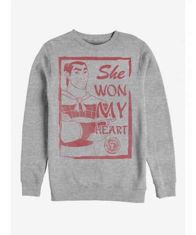 Disney Mulan Li Shang She Won My Heart Crew Sweatshirt $13.28 Sweatshirts