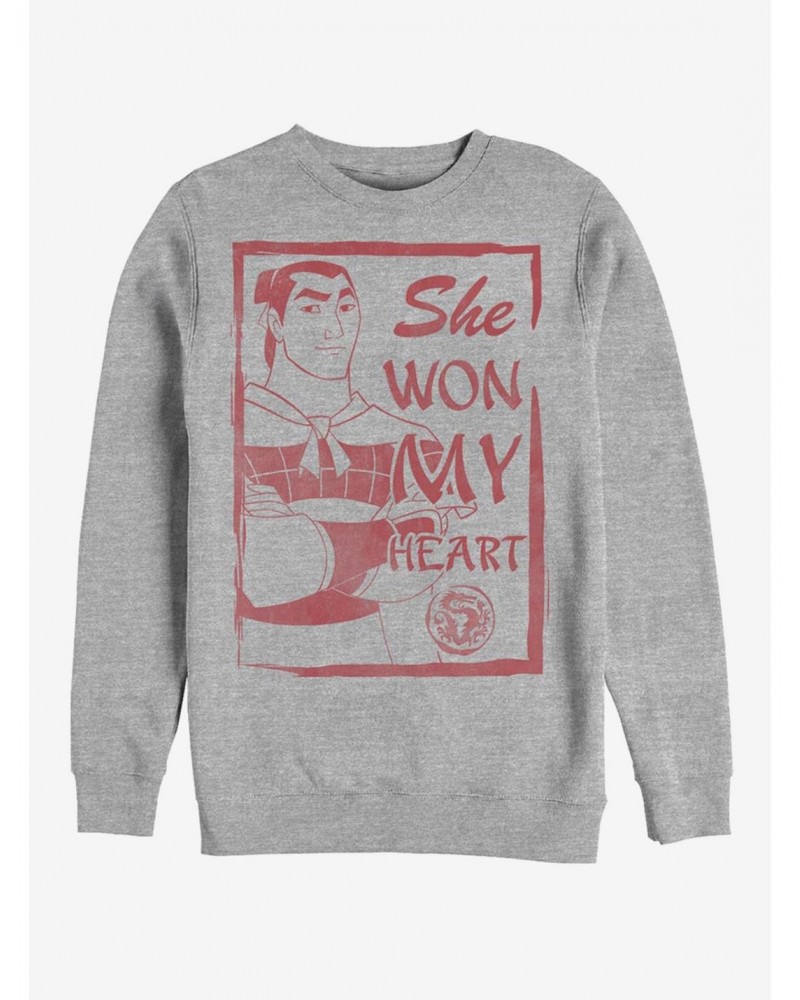 Disney Mulan Li Shang She Won My Heart Crew Sweatshirt $13.28 Sweatshirts