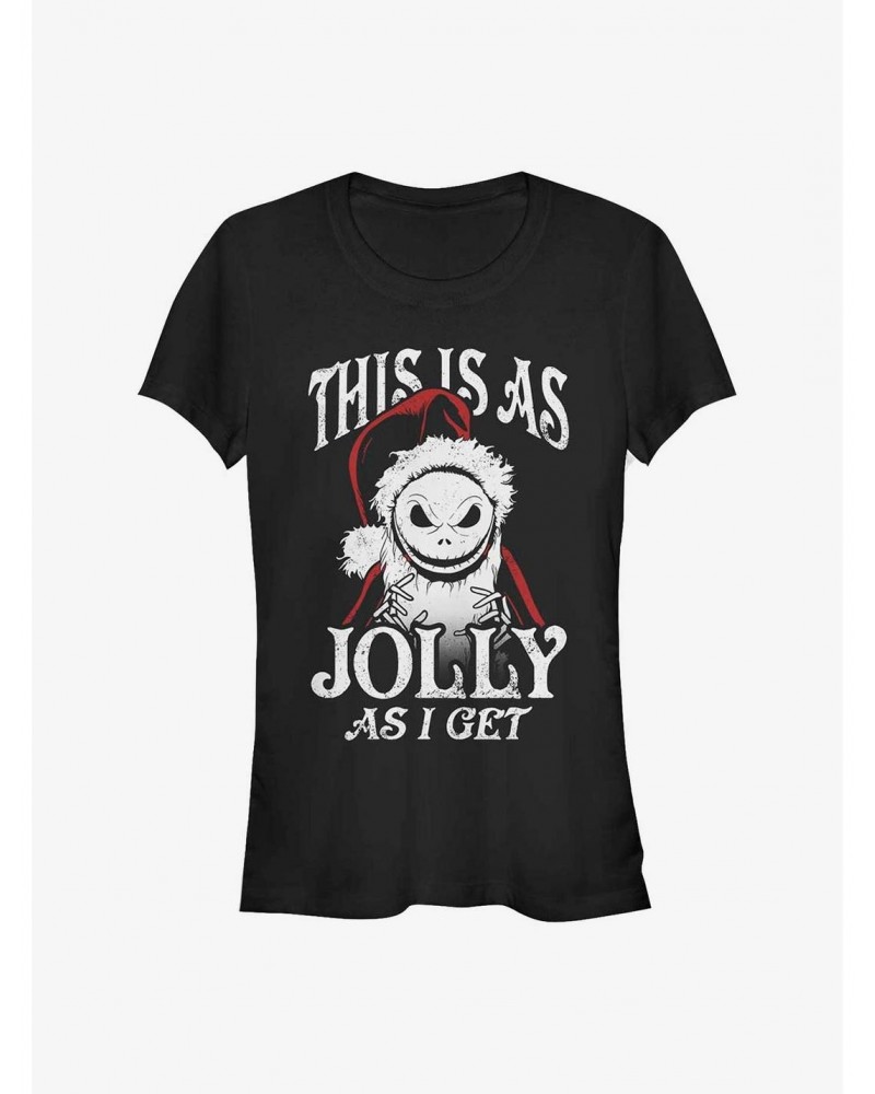 Disney The Nightmare Before Christmas This Is As Jolly As I Get Santa Jack Girls T-Shirt $9.96 T-Shirts