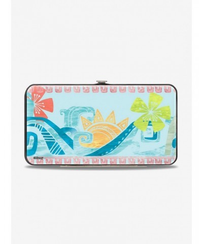 Disney Moana Voyage Group Pose Tribal Icons Collage Hinged Wallet $10.03 Wallets