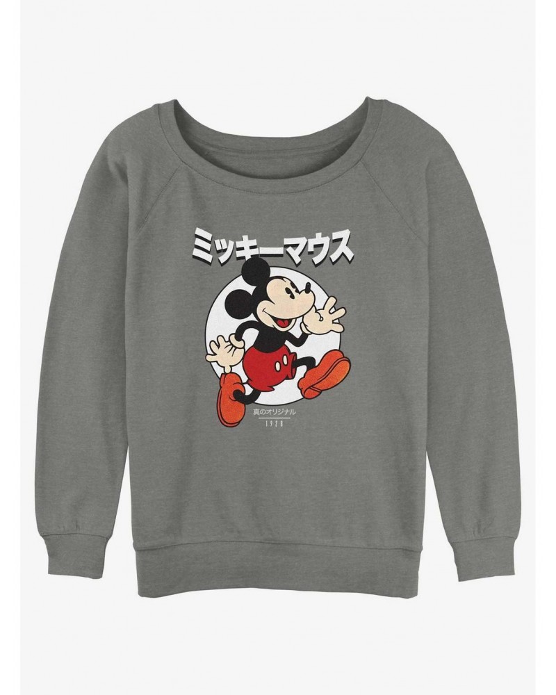 Disney Mickey Mouse Original Mouse in Japanese Girls Slouchy Sweatshirt $14.02 Sweatshirts