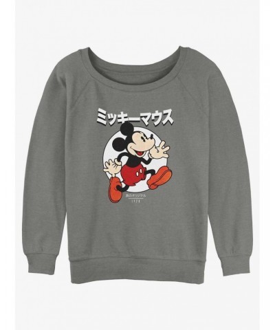 Disney Mickey Mouse Original Mouse in Japanese Girls Slouchy Sweatshirt $14.02 Sweatshirts