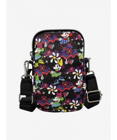 Disney Minnie Mouse Style Dancing Pose Floral Collage Phone Bag Holder Wallet $13.20 Wallets