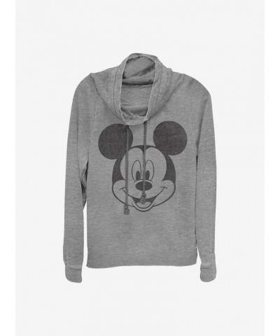 Disney Mickey Mouse Mickey Face Cowlneck Long-Sleeve Girls Top $20.21 Tops