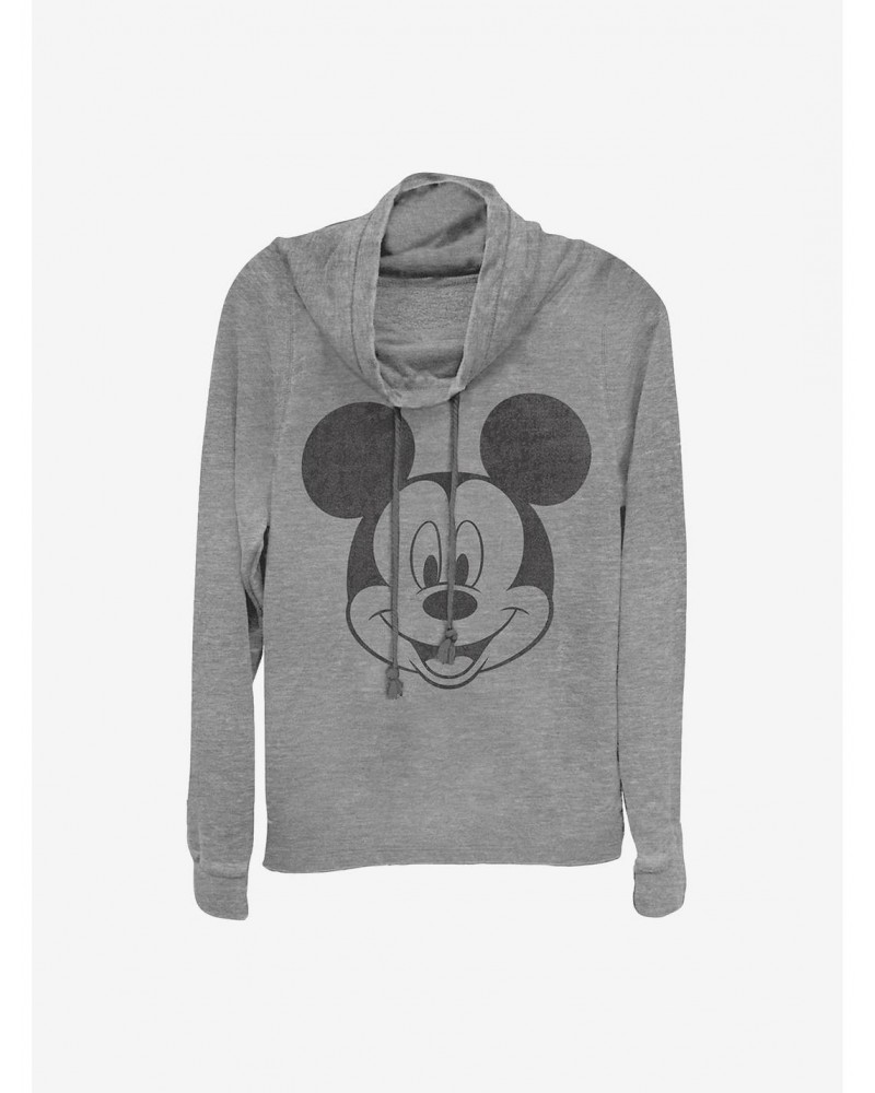 Disney Mickey Mouse Mickey Face Cowlneck Long-Sleeve Girls Top $20.21 Tops