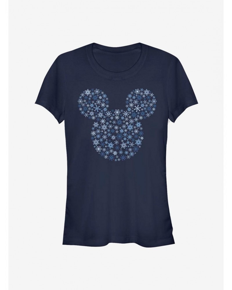 Disney Mickey Mouse Holiday Head Snowflake Outline Classic Girls T-Shirt $8.22 T-Shirts