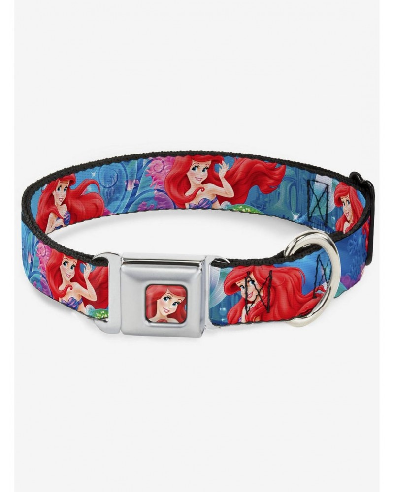 Disney The Little Mermaid Underwater Sparkle Poses Seatbelt Buckle Dog Collar $11.70 Pet Collars