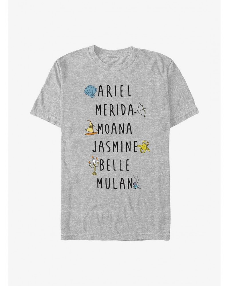 Disney Princess Name Stack T-Shirt $10.28 T-Shirts