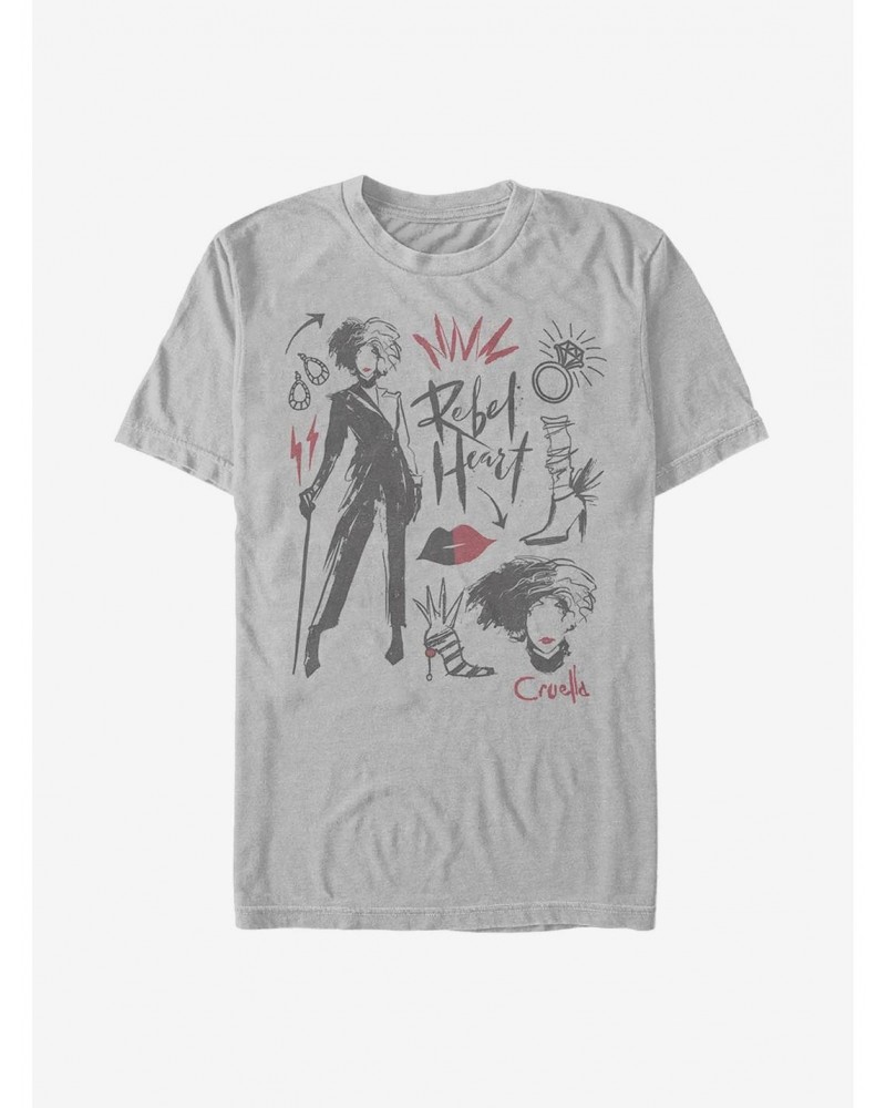 Disney Cruella Fashion Sketches T-Shirt $11.23 T-Shirts