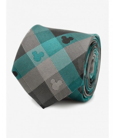 Disney Mickey Mouse Silhouette Teal Plaid Men's Tie $24.28 Ties